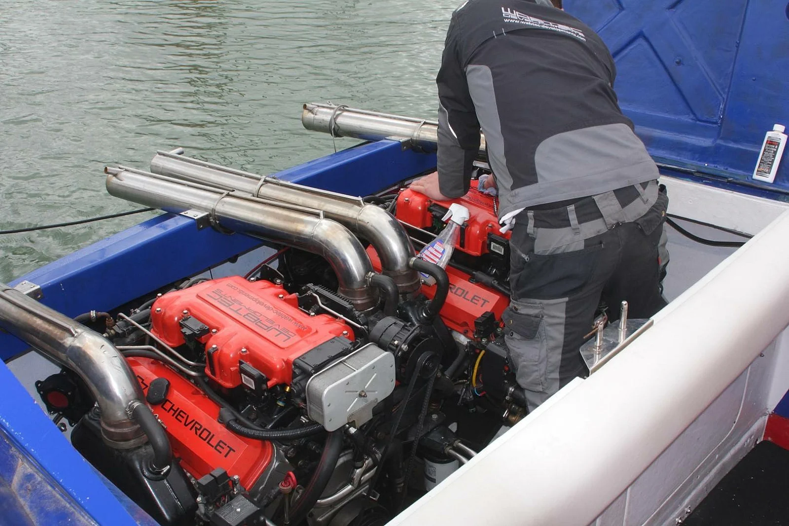 Chevrolet big block marine engines in the Wabtec workshop