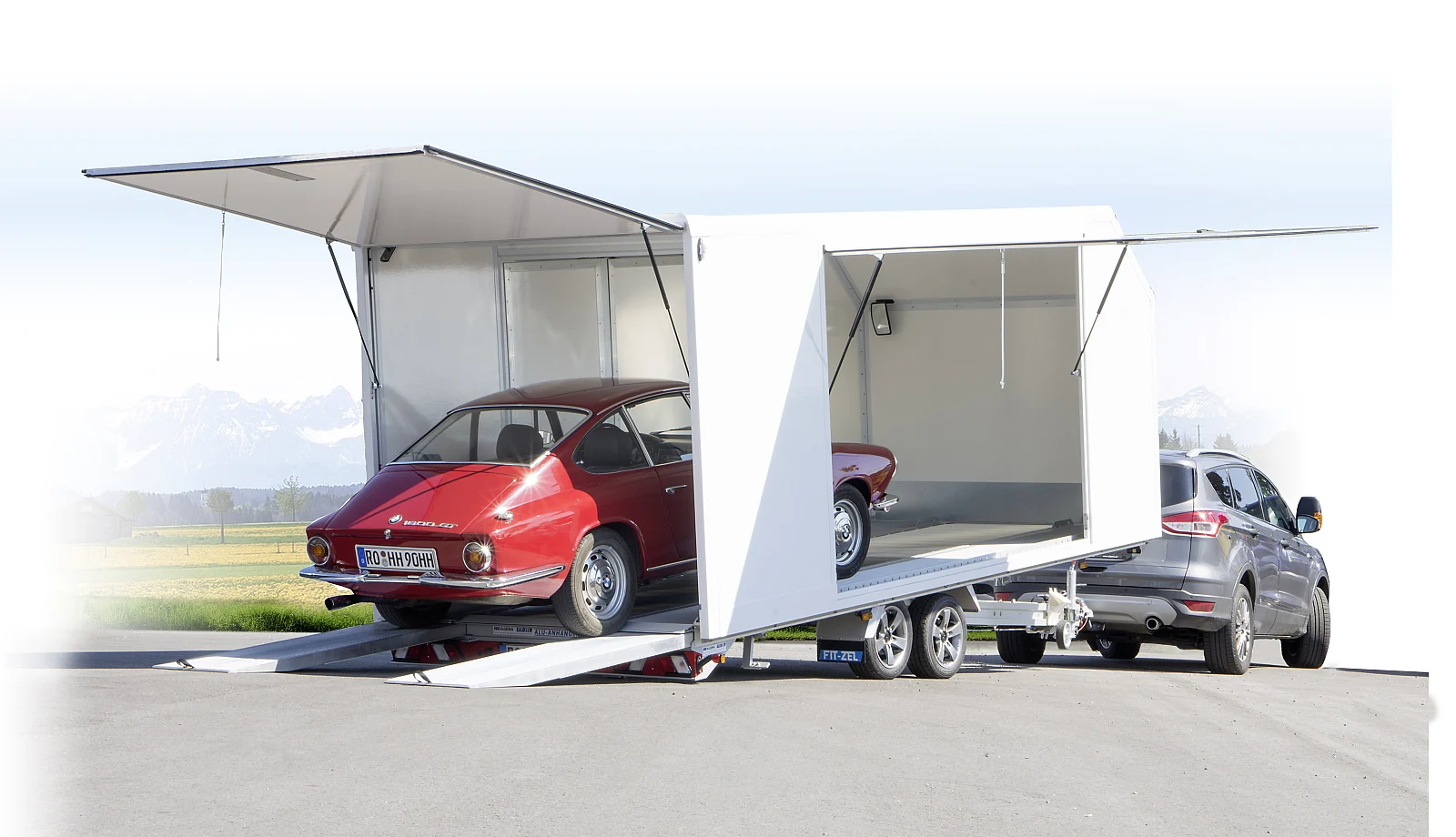 Hard top enclosed car transporter trailer