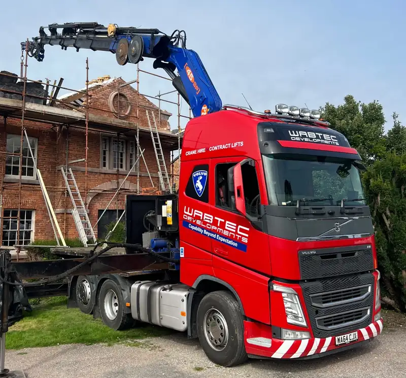 Wabtec Developments Volvo crane lorry with PM 45SP crane on a contract lift